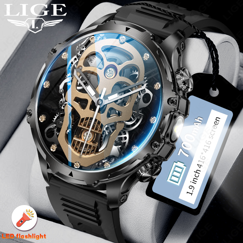 Smartwatch Latest Watches For Men - LIGE 700mah Large Battery Flashlight Smart