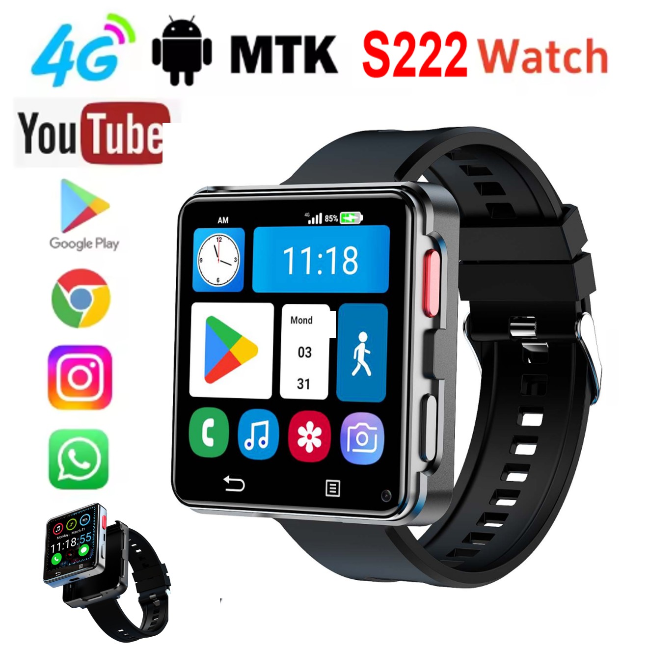 Watch Smart Smartwatch - S222 Smart Watch 4G SI-M Card