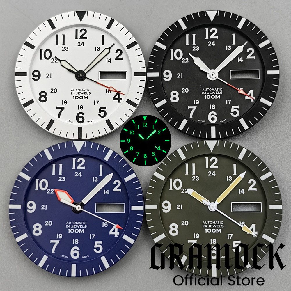 Luminous Dial Face - Gramock Vintage NH36 Face 34.3mm Black