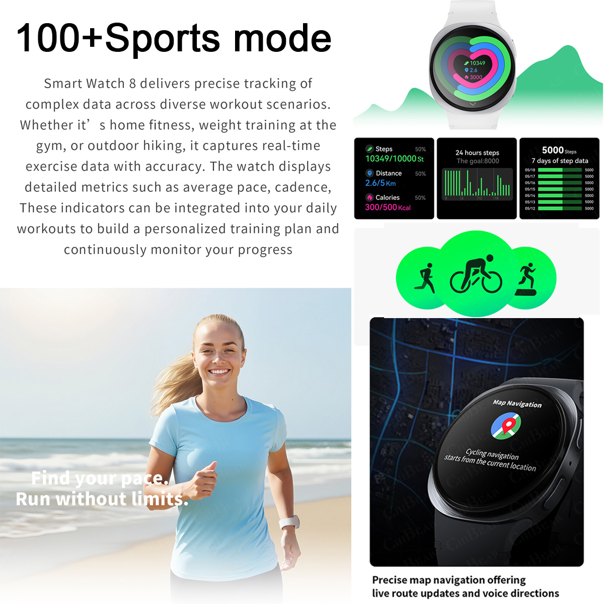 2026 New Watches 8 Mini GPS Tr - Heart Rate Gps Watch ulasan dan harga