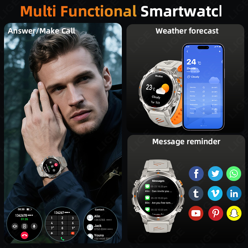 LIGE Rugged GPS Track Smart Wa - Watch Smart Smartwatch ulasan dan harga