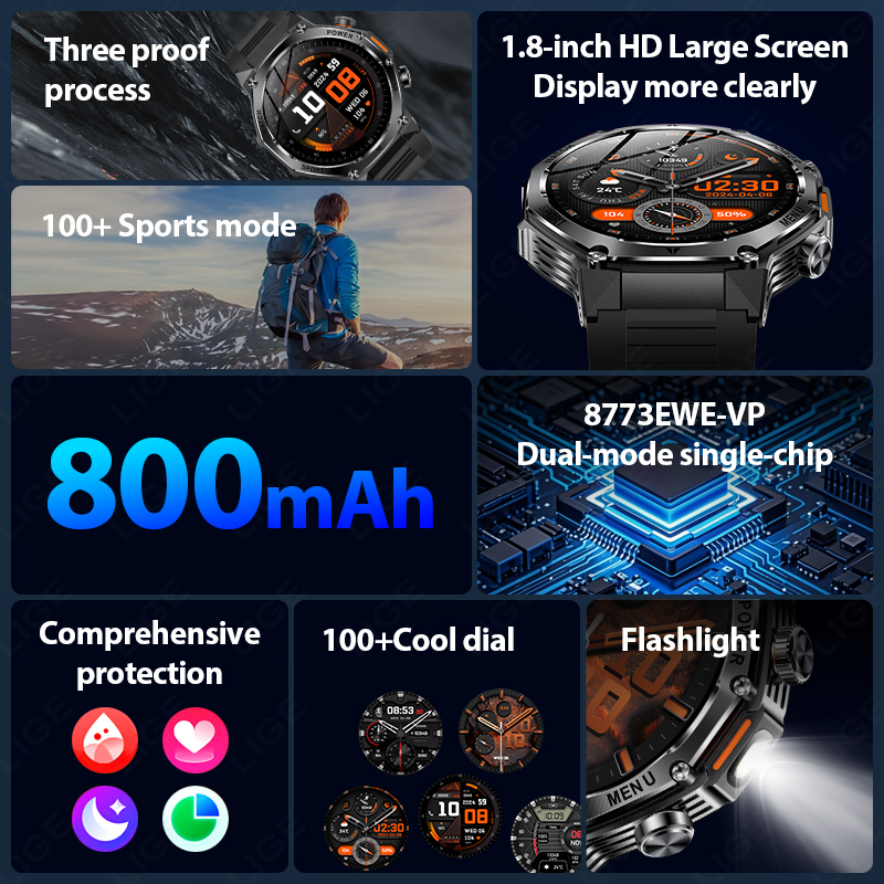 LIGE New Men 800mAh Ultra Long - Smartwatch Latest Watches For Men ulasan dan harga