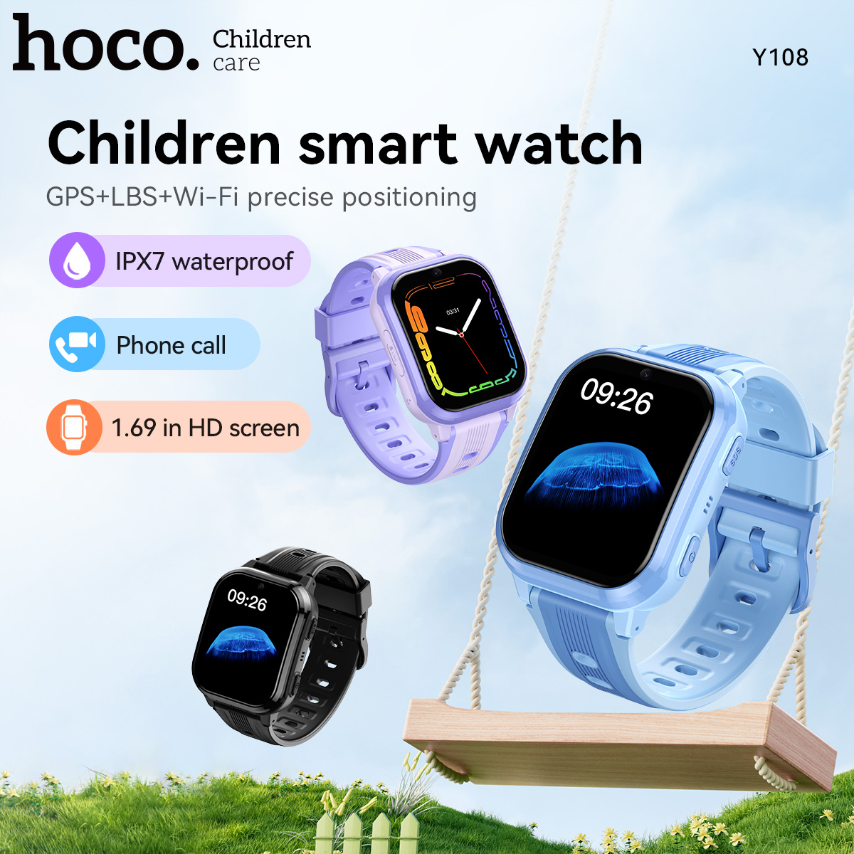 HOCO Y108 1.69inch HD LCD Curv - Smartwatch Watches For Kid Boy With Alarm ulasan dan harga